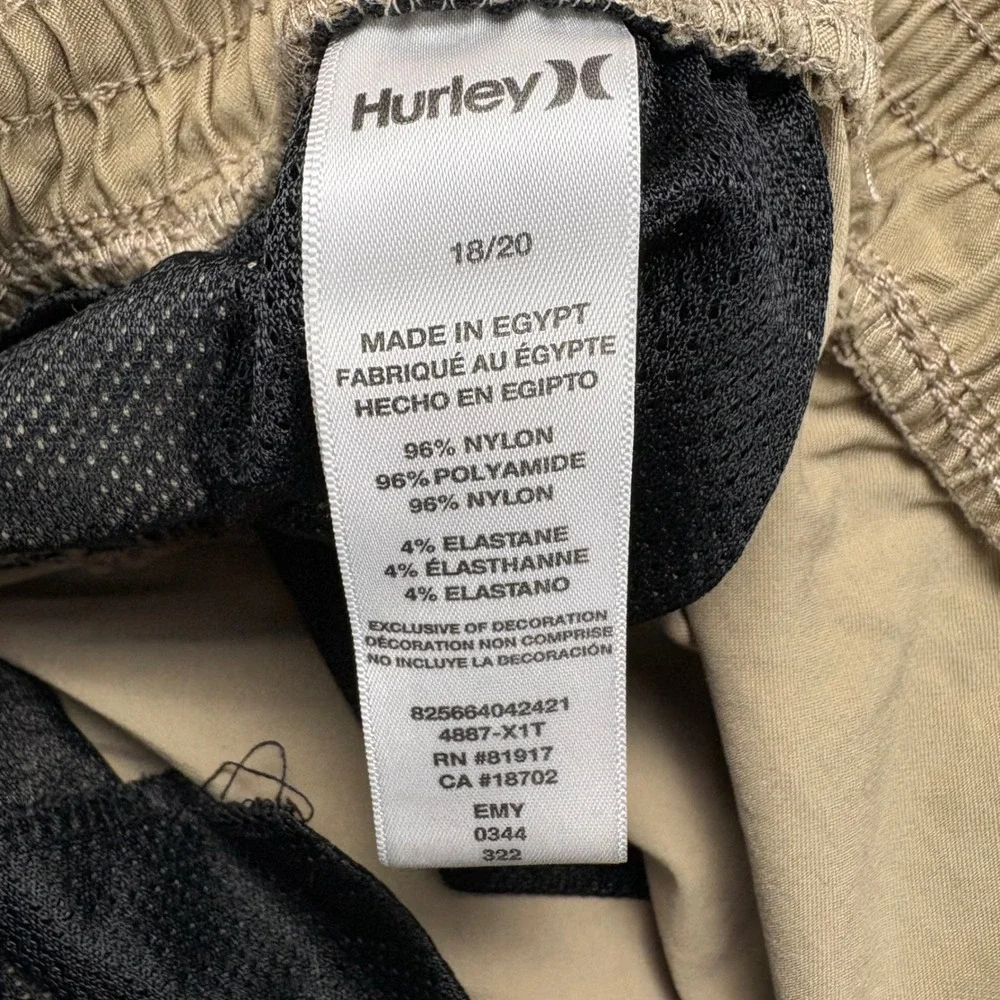 Hurley Jogger Pants Boys 18/20 Tan Stretch Performance H2O-Dri Lightweight Teen‎